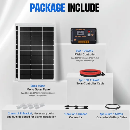 Miniatura 6 de ECO-WORTHY Kit de panel solar de 100 vatios y 12 voltios para batería de autocaravana, barco, remolque, cabaña de jardín, cobertizo del hogar: panel
