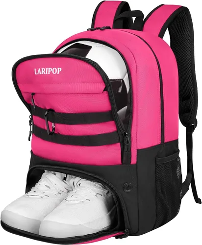 Miniatura 12 de LARIPOP Mochila de Fútbol, Bolsa de Fútbol con Soporte para Balón y Compartimento para Zapatos, Bolsas de Entrenamiento para Equipos Deportivos