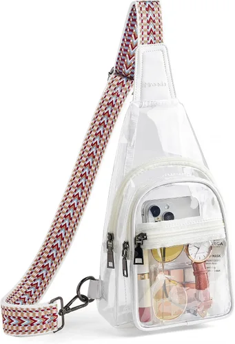 Miniatura 14 de Bolsa transparente para eventos de estadio, aprobada con 4 bolsillos, bolsa transparente para mujeres y hombres, bolsa cruzada transparente
