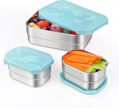 Miniatura 13 de Tanjiae Recipientes Pequeños (1 TAZA) de Acero Inoxidable para Bocadillos para Niños Recipientes de Comida Fáciles de Abrir a Prueba de Fugas