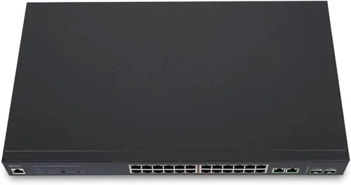 Miniatura 4 de BV -Tech Conmutador administrado Gigabit PoE+ de 24 puertos con 2 Ethernet y 2 enlaces ascendentes SFP Alto rendimiento, cumple con NDAA