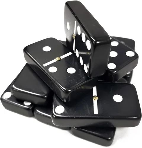 Miniatura 5 de Dominó doble de 6, color negro, tamaño de torneo profesional con giradores, en elegante caja de terciopelo negro.