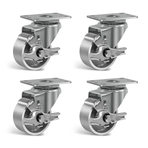 Miniatura 53 de Ruedas industriales resistentes de 3 x 1.25 pulgadas, capacidad de 350 libras, ruedas de hierro fundido y marco de acero para carros, carritos