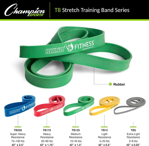 Miniatura 4 de Champion Sports Bandas de resistencia para hombres y mujeres, extra ligeras a súper resistentes - Banda de fitness duradera para entrenamiento
