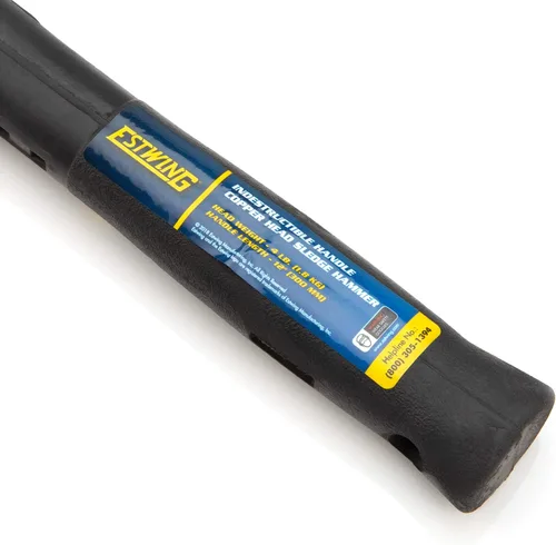 Miniatura 4 de Estwing Martillo de trineo de cobre de 4 libras para uso en metalurgia/automoción/minería, cabeza bloqueada de acero, mango indestructible de 12