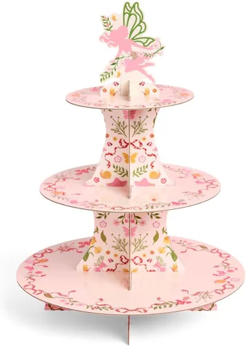 xo, Fetti Garden Fairy Cupcake Tower, 3 niveles | Decoraciones de fiesta de mariposa para niños, fiesta de té, cumpleaños, bosque de bosques, país