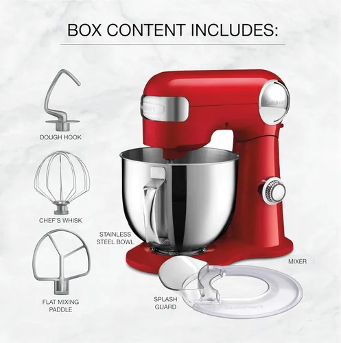 Miniatura 8 de CUISINART SM-50R Precision Master - Batidora de pie de 5,5 cuartos de galón (5,2 L), color rojo