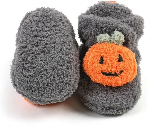 Miniatura 5 de Timatego Botines para recién nacidos, para bebés, niños y niñas, antideslizantes, suela suave, cálidos, para invierno, para casa, zapatos de cuna