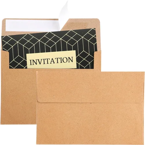 Miniatura 3 de Granhoolm Paquete de 50 sobres – 5 x 7 pulgadas para invitaciones y tarjetas de felicitación – Despegar y prensar, ideal para bodas (Kraft)