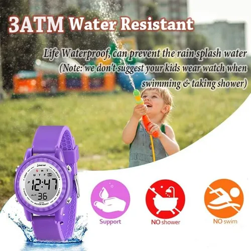 Miniatura 3 de Venhoo Reloj de silicona colorido intermitente con luz LED para deportes al aire libre, reloj de pulsera eléctrico con alarma cronómetro para niños