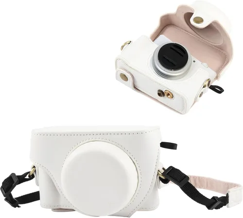 Miniatura 8 de PULUZ Funda para cámara digital Sony ZV-1F Vlog, bolsa de cuero de cuerpo completo para cámara con funda Sony ZV-1F, correa de hombro, bolsa de 2-1