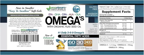 Miniatura 2 de Mezcla de Omega 3-6-9 de triple fuerza con DPA, EPA, DHA, ALA y GLA y aceite de semilla de lino orgánico, más de 2,800 miligramos de fuerza, sin
