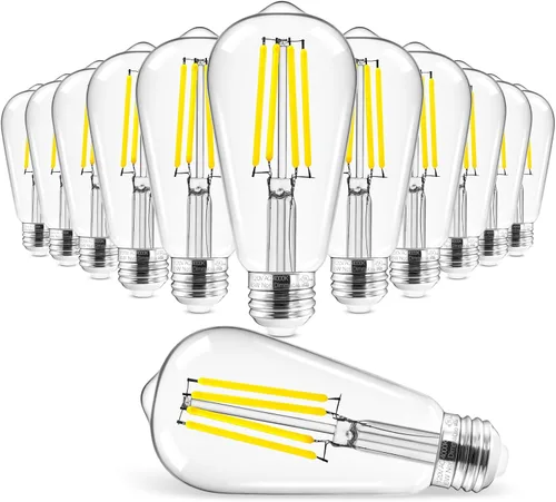 Miniatura 9 de Hizashi - 6 bombillas led Edison E26 equivalentes a 60 W, no regulables, 2,700 K, blanco cálido, CRI superior a 95, ST19, vintage, base E26, 700