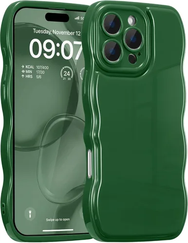 Miniatura 18 de FABSPARK - Funda para iPhone 11, diseño simple, marco ondulado, estética, silicona suave, color beige