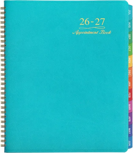 Miniatura 10 de Agenda y planificador 2026 - Agenda semanal de citas 2026, enero - diciembre 2026, 21 x 29 cm, planificador diario/por hora con pestañas, 15 Azul