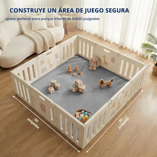 Miniatura 6 de Huloo Sleep Tapete de juego ultra suave para el suelo para bebé, 1.3 pulgadas de grosor, espuma elástica de 50 x 50 pulgadas, tapete para corralito