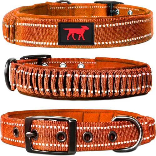 Miniatura 11 de Tuff Pupper Collar de perro resistente con asa Collar de nailon balístico resistente Collar de perro acolchado reflectante con hardware Azul