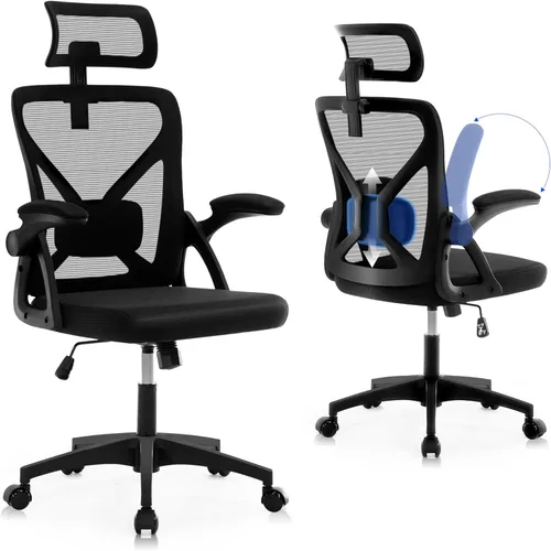 Miniatura 9 de Silla de Oficina, Silla de Escritorio Ergonómica con Soporte Lumbar Ajustable, Silla de Oficina Gris de 400 Libras Silla de Computadora de Malla
