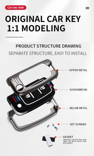 Miniatura 4 de Funda para llavero FOTON Tunland Auman TOANO SAUVANA Accesorios Aleación+Carcasa de TPU con llaveros Smart Remote Auto Key Protector-2 Botón Negro