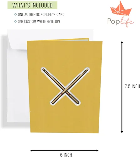 Miniatura 8 de PopLife Kit de batería 3D Pop Up Card – Tarjeta de cumpleaños de músico, fiesta de jubilación, día del padre, regalo de banda de rock, graduación