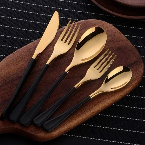 Miniatura 4 de YDware - Juego de 20 cubiertos de acero inoxidable para 4, cucharas, tenedores de postre, cuchillos, juego de cubiertos, kit de cena, 5 piezas