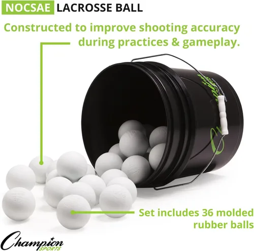 Miniatura 3 de Champion Sports Lacrosse Balls Bucket - 36 Count NCAA & NFHS Certified Regulation Training & Game Balls - Yellow