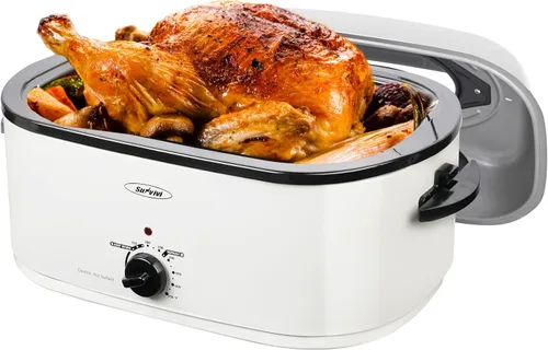 Miniatura 19 de Sunvivi Horno Tostador con Tapa de Autohilvanado, Horno Eléctrico de 20 Cuartos con Bandeja y Rejilla Extraíbles, Control de Temperatura de Rango