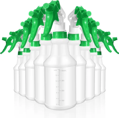Miniatura 10 de Paquete de 10 botellas de spray de 16 oz, botellas de agua vacías para limpieza, recargables, con contenedor de rociado de alta resistencia