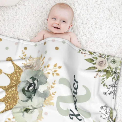 Miniatura 4 de Mantas de bebé personalizadas para niños y niñas, manta de bebé personalizada para niñas y niños, manta de bebé personalizada con corona de nombre