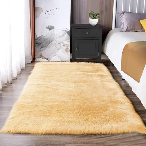 Miniatura 78 de Latepis - Tapete rectangular de piel sintética tipo lana de oveja suave, esponjosa y lavable para sala de estar, dormitorio, sala de juegos o Blanco