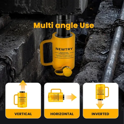 Miniatura 7 de NEWTRY Gato hidráulico hueco de 20 toneladas con cilindro de 2’’ de carrera Porta Power Ram de elevación industrial con retracción automática