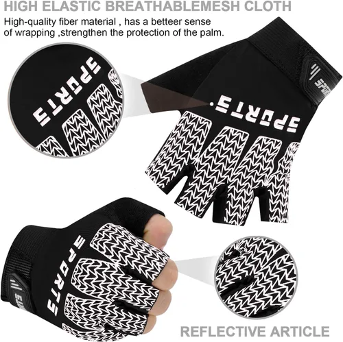 Miniatura 3 de Bumobot Guantes de ciclismo deportivos sin dedos antideslizantes para niños pequeños, guantes de pesca de medio dedo para niños, ciclismo, escalada