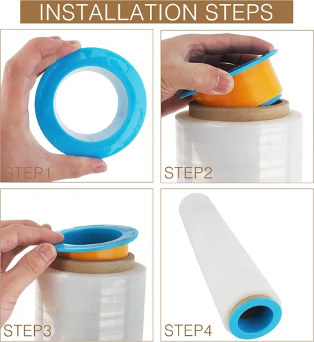 Miniatura 5 de OVOV 10 pares de dispensadores de envoltura elástica, mango retráctil, soporte de película elástica para mudanzas, protector de manos de plástico