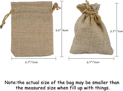 Miniatura 2 de Lote de 30 bolsas de arpillera con cordón de regalo, bolsas de joyería para bodas y manualidades, 2.5 x 3.25 pulgadas