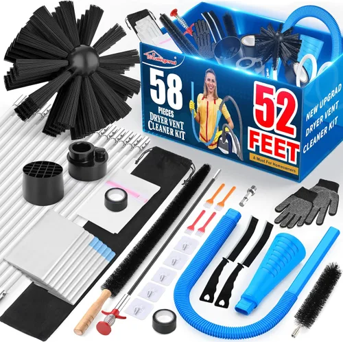 Miniatura 9 de Sealegend Kit de limpiador de ventilación de secadora de 58 piezas, 35 pies, herramientas de limpieza de secadora, incluye accesorio omnidireccional