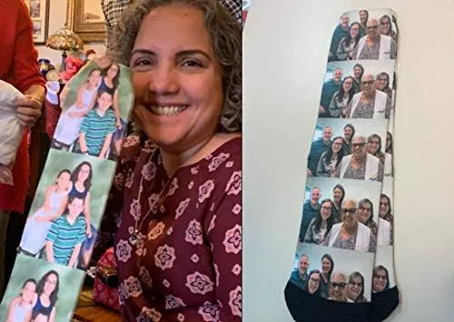 Miniatura 7 de Calcetines personalizados con foto familiar para hombres y mujeres, carga tu imagen familiar única y memorable
