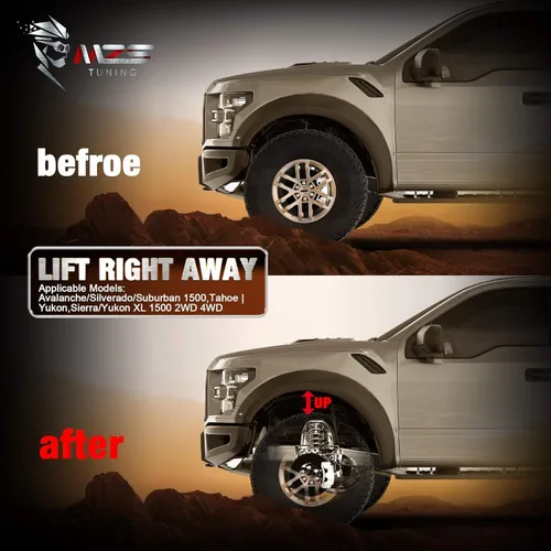 Miniatura 7 de MZS Kit de nivelación de 2 pulgadas, espaciadores de puntal delantero superior e inferior, kit de elevación compatible con Silverado Sierra Yukon
