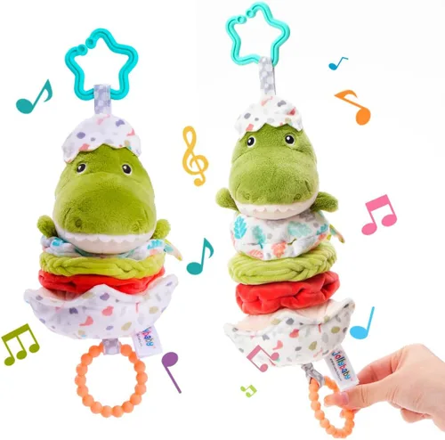 Miniatura 8 de Jollybaby Juguetes musicales para bebé con cuerda para tirar y colgar para cochecito, asiento de coche, cuna, gimnasio de juego, juguete de ballena