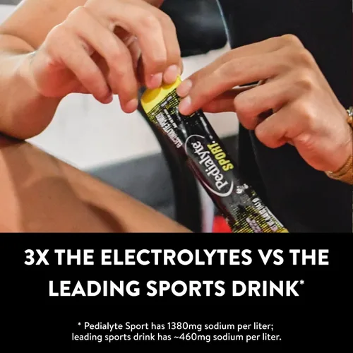 Miniatura 4 de Pedialyte Polvo de electrolitos deportivos, hidratación rápida con 5 electrolitos clave para apoyo muscular antes, durante y después del ejercicio