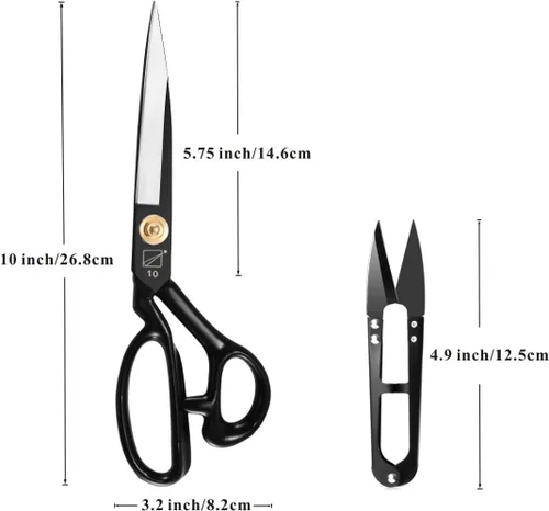Miniatura 4 de Tijeras de tela de costura para zurdos, tijeras de Taior de 10 pulgadas, acabado galvanizado, tijeras de acero de alto carbono para manualidades