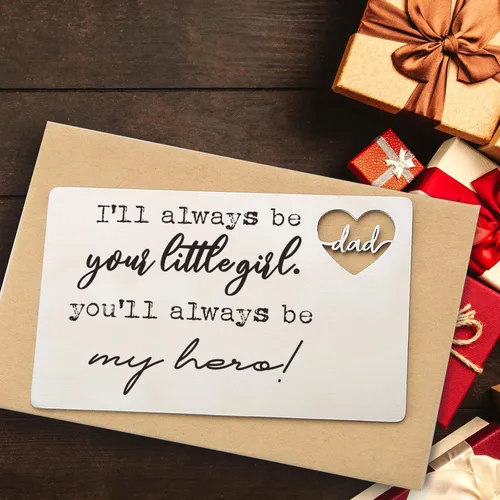 Miniatura 13 de YODOCAMP Tarjeta de billetera con texto en inglés "Thank You Dad", tarjeta de cartera grabada para mi papá de hija e hijo, cumpleaños, día