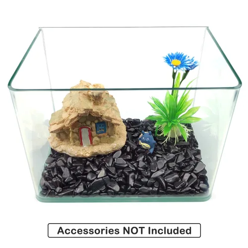 Miniatura 4 de Guijarros decorativos de cristal de 1 libra (460 g), piedras de obsidiana de forma irregular, pequeñas piedras pulidas trituradas, grava de piezas