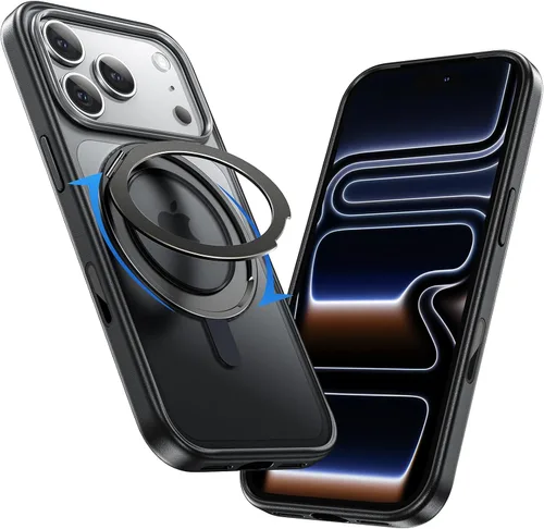 MAGIC JOHN Soporte Magnético Invisible Giratorio 360° para Funda de iPhone 17 Pro [Botón de Control de Cámara] [Compatible con MagSafe] 16 FT Negro