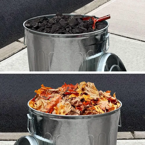 Miniatura 7 de Plexon Bote de basura grande de metal con tapa de 20 galones, cubo de basura decorativo para exteriores, cubo de metal galvanizado resistente