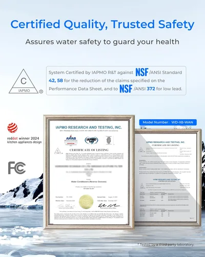 Miniatura 4 de Waterdrop X8-Alkaline Mineral pH+ Sistema de ósmosis inversa sin tanque, Certificado NSF/ANSI 42&58&372, Filtro de agua RO de 800 GPD, Sistema