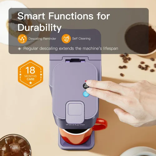 Miniatura 6 de Tastyle Mini Cafetera de Café Caliente y Frío de Una Sola Porción, para Cápsulas K y Café Molido, Tamaños de Preparación de 6 a 14 Oz, con Libro