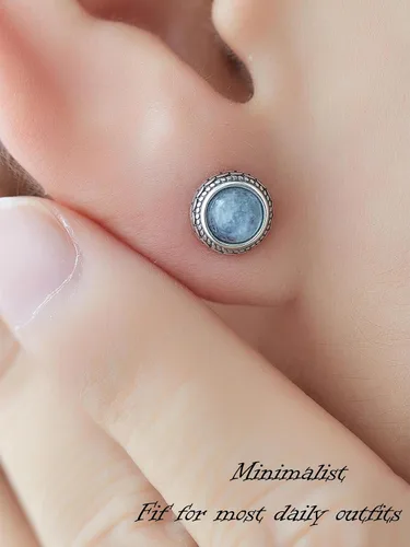 Miniatura 44 de Aretes de plata de ley con piedra natal de cristal real, joyería para mujer, moda occidental 925, envejecida, bohemia, hecha a mano, el mejor regalo