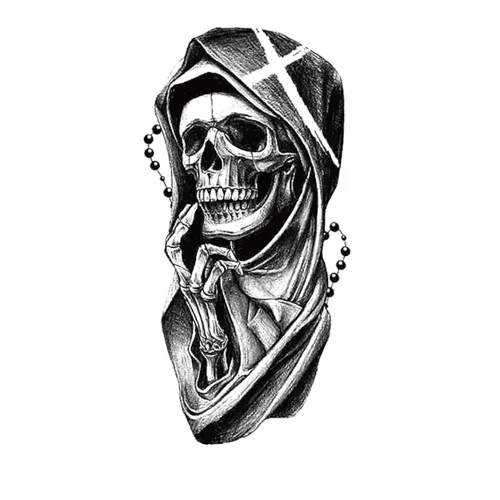 Miniatura 9 de Tatuajes temporales de Halloween, tatuajes temporales de 4 hojas de calavera de manga completa y 4 hojas de calcomanías de tatuaje de medio brazo