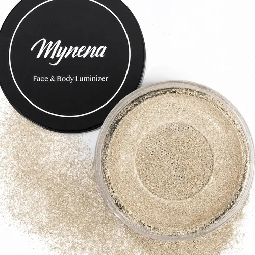 Miniatura 9 de Mynena - Resaltador de polvo suelto dorado cálido Brillo facial y corporal para construir Maquillaje ligero y radiante para aplicación húmeda