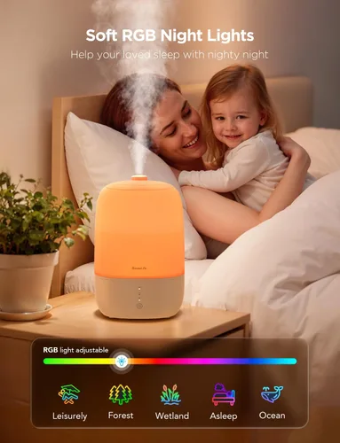 Miniatura 5 de GoveeLife Humidificadores inteligentes para dormitorio, humidificador de niebla fría de llenado superior de 3 L, tiempo de funcionamiento silencioso